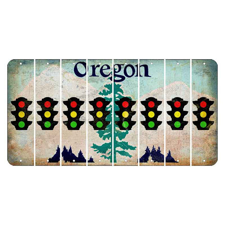 Oregon Douglas Fir Cut License Plate Strips (Set of 8) Traffic Light