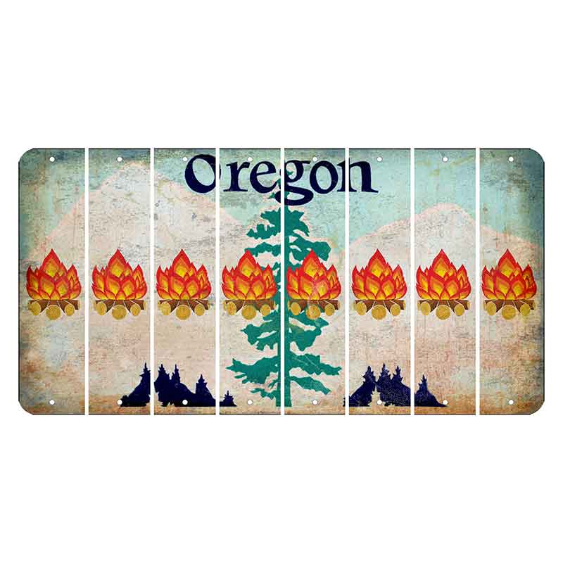 Oregon Douglas Fir Cut License Plate Strips (Set of 8) Campfire