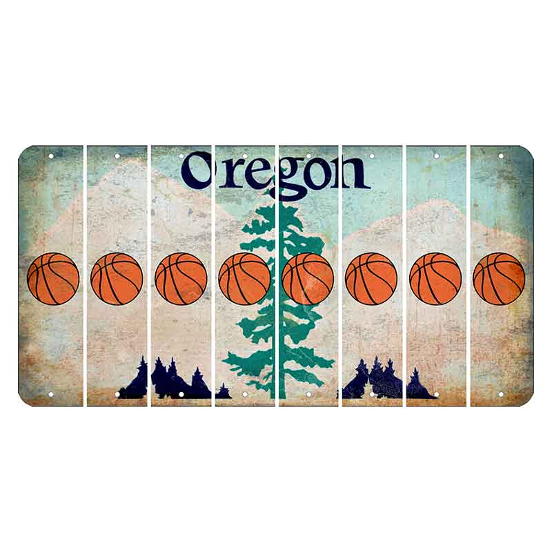 Oregon Douglas Fir Cut License Plate Strips (Set of 8) Basketball