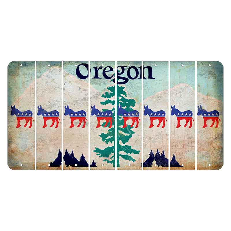 Oregon Douglas Fir Cut License Plate Strips (Set of 8) Democrat