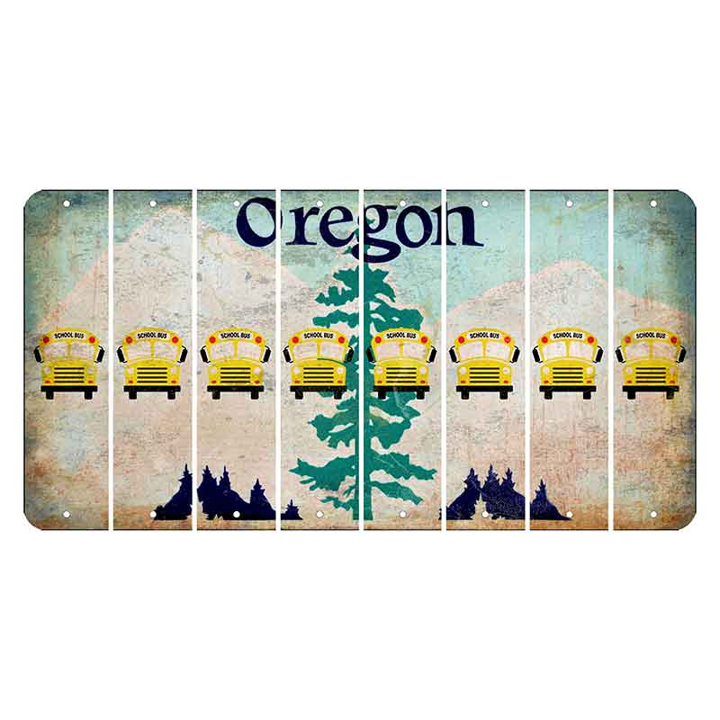 Oregon Douglas Fir Cut License Plate Strips (Set of 8) School Bus