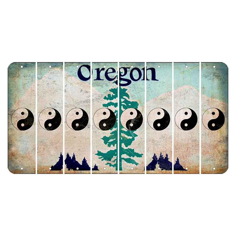 Oregon Douglas Fir Cut License Plate Strips (Set of 8) Yin Yang