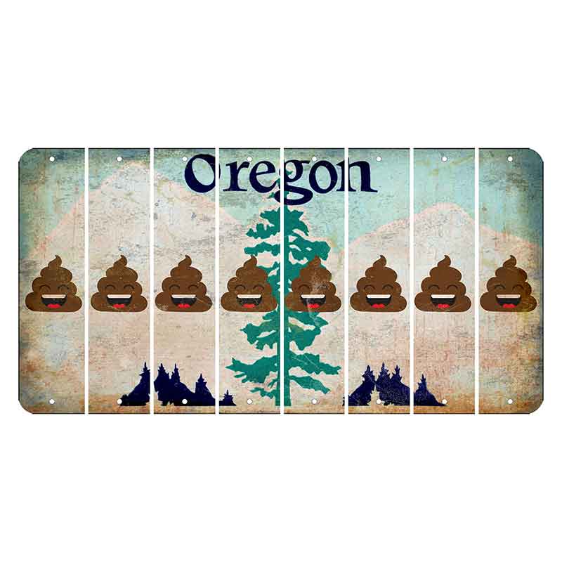 Oregon Douglas Fir Cut License Plate Strips (Set of 8) Emoji - Poop