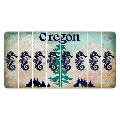 Oregon Douglas Fir Cut License Plate Strips (Set of 8) Seahorse