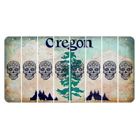 Oregon Douglas Fir Cut License Plate Strips (Set of 8) Sugar Skull