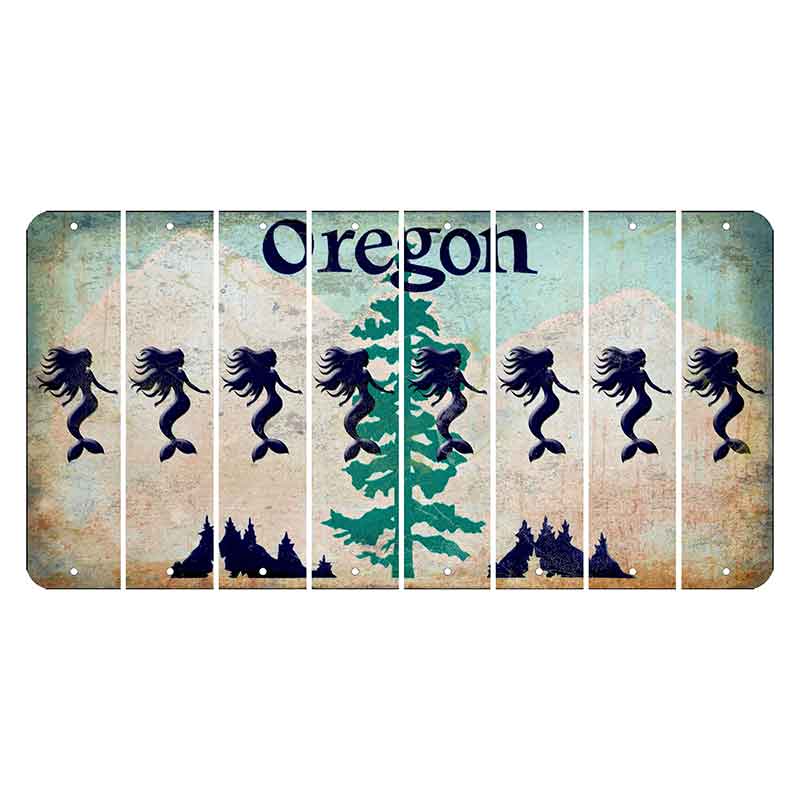 Oregon Douglas Fir Cut License Plate Strips (Set of 8) Mermaid