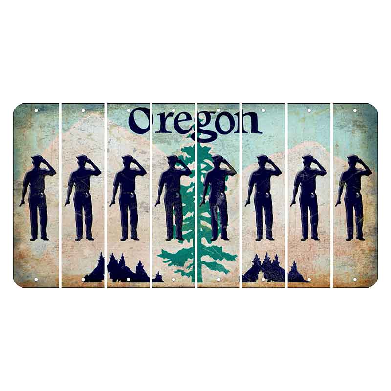 Oregon Douglas Fir Cut License Plate Strips (Set of 8) Police Officer