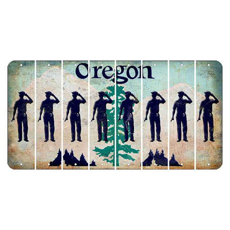 Oregon Douglas Fir Cut License Plate Strips (Set of 8) Police Officer