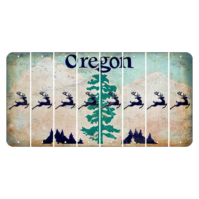 Oregon Douglas Fir Cut License Plate Strips (Set of 8) Reindeer