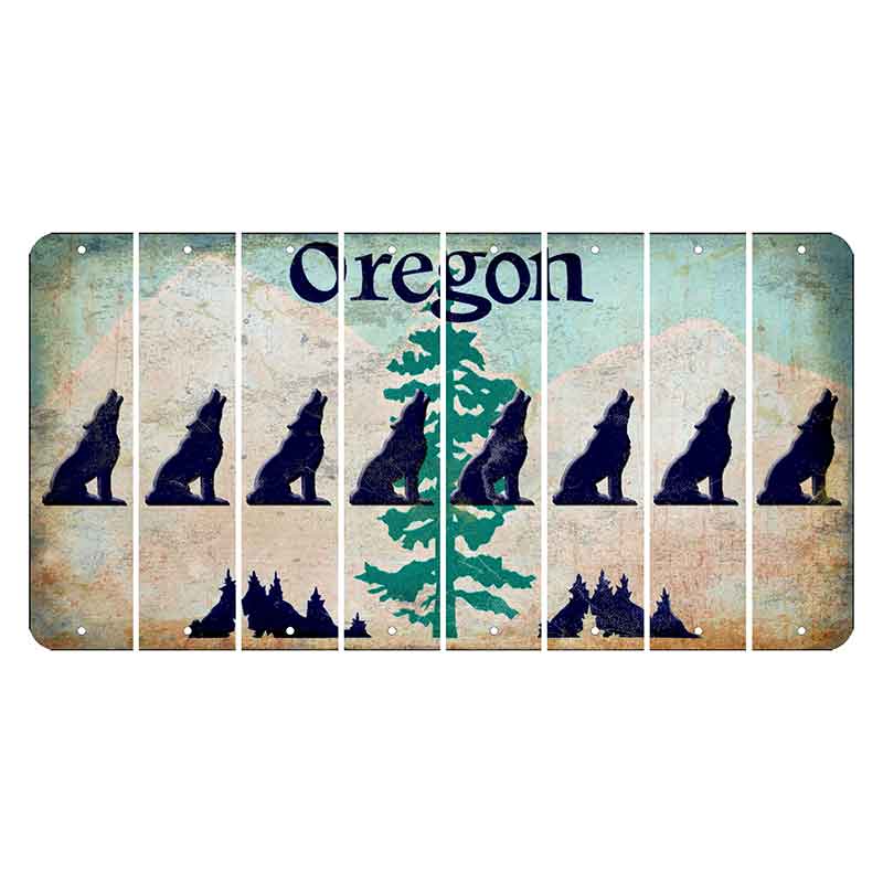 Oregon Douglas Fir Cut License Plate Strips (Set of 8) Howling Wolf