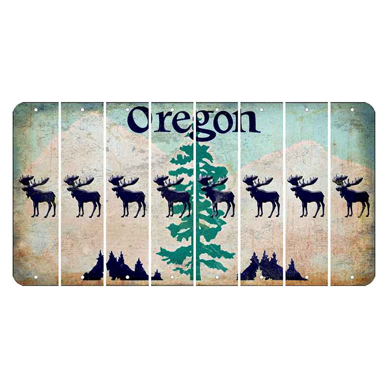 Oregon Douglas Fir Cut License Plate Strips (Set of 8) Moose