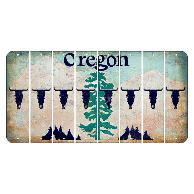 Oregon Douglas Fir Cut License Plate Strips (Set of 8) Cow Skull