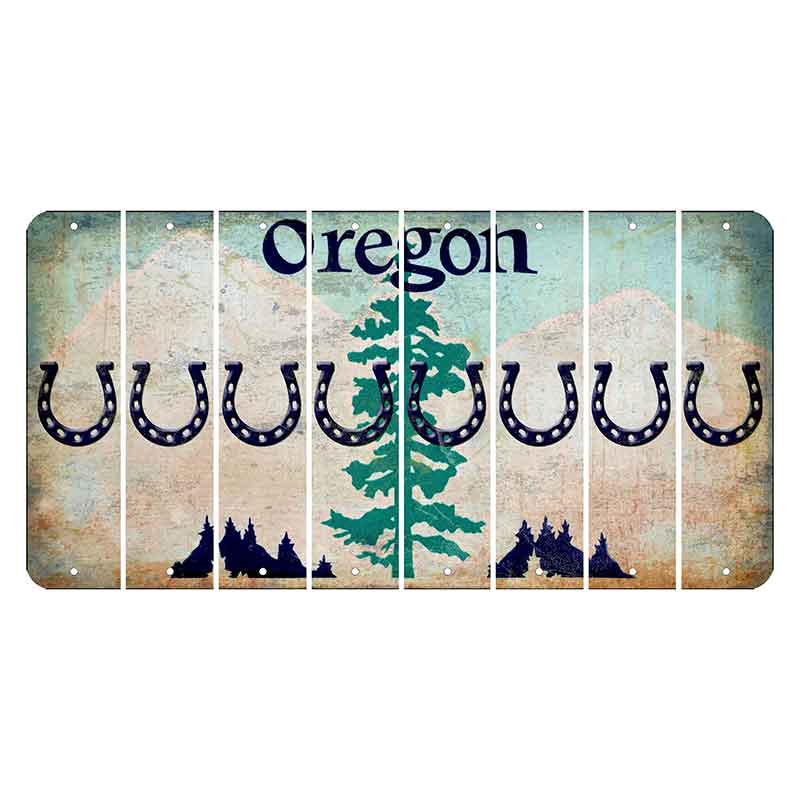 Oregon Douglas Fir Cut License Plate Strips (Set of 8) Horseshoe