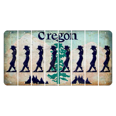 Oregon Douglas Fir Cut License Plate Strips (Set of 8) Cowgirl - Leaning