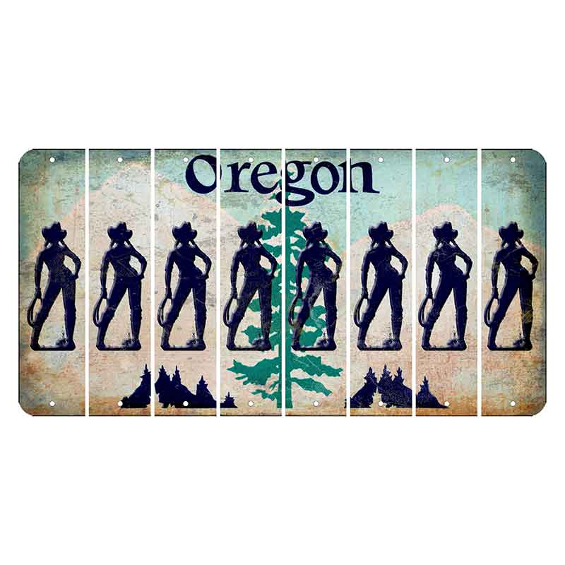 Oregon Douglas Fir Cut License Plate Strips (Set of 8) Cowgirl