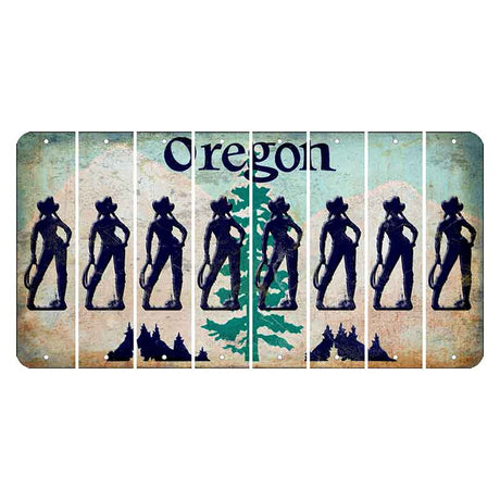 Oregon Douglas Fir Cut License Plate Strips (Set of 8) Cowgirl