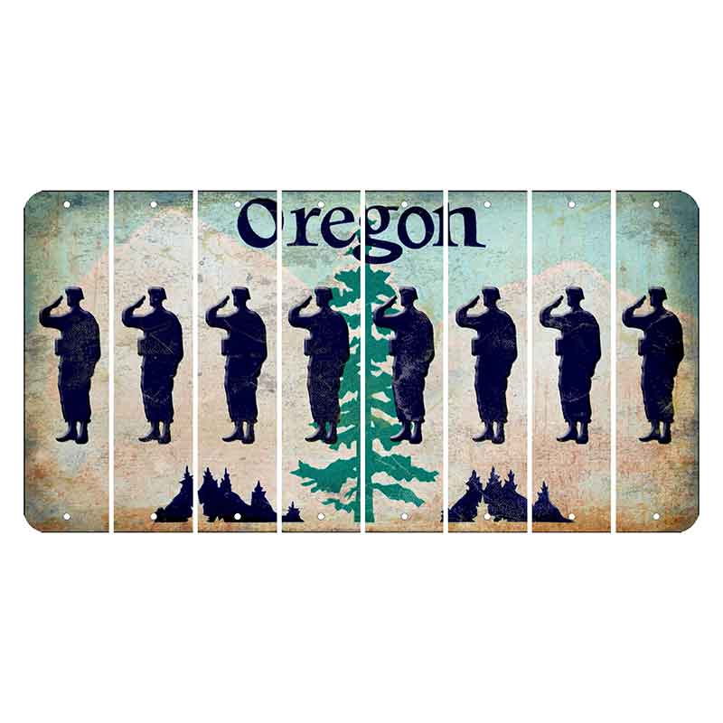 Oregon Douglas Fir Cut License Plate Strips (Set of 8) Soldier - Saluting