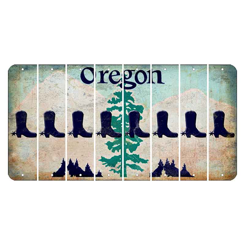 Oregon Douglas Fir Cut License Plate Strips (Set of 8) Cowboy Boot