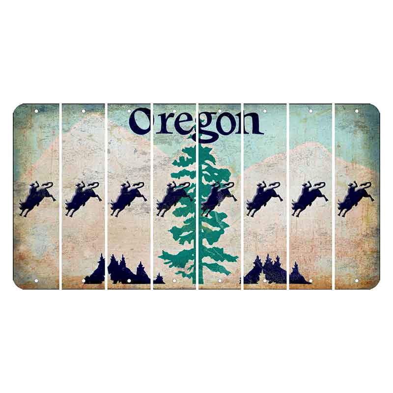 Oregon Douglas Fir Cut License Plate Strips (Set of 8) Bull Rider