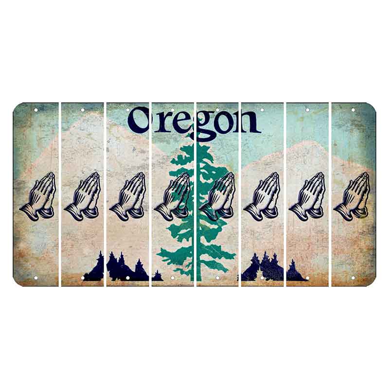 Oregon Douglas Fir Cut License Plate Strips (Set of 8) Praying Hands