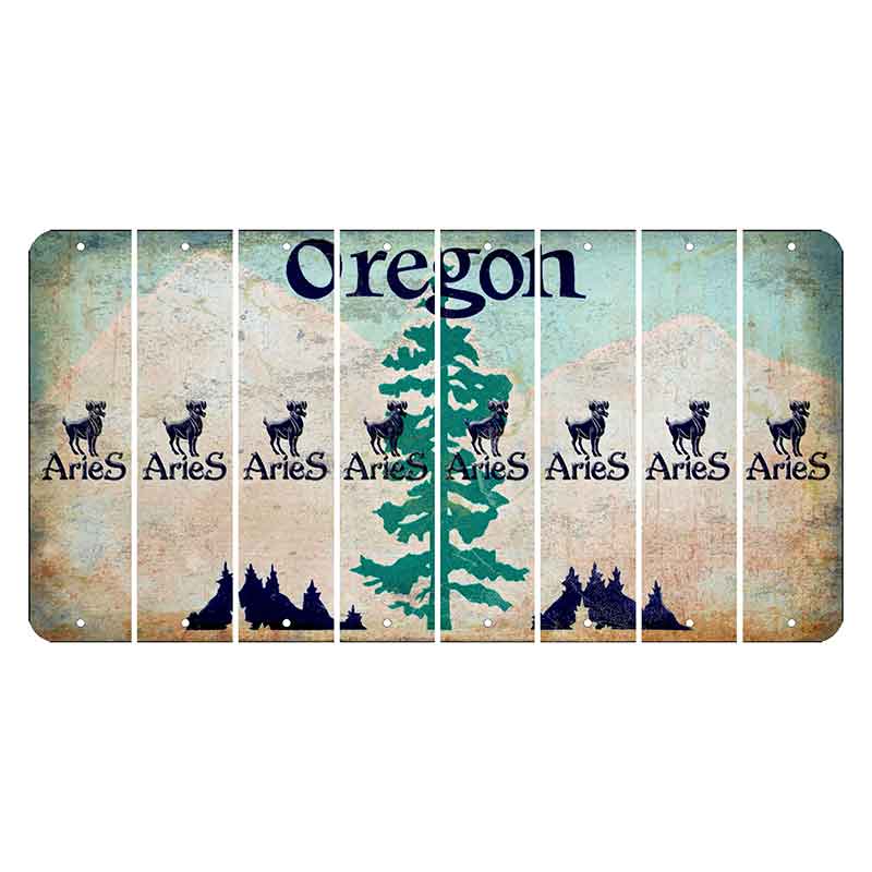 Oregon Douglas Fir Cut License Plate Strips (Set of 8) Zodiac Sign - Aries