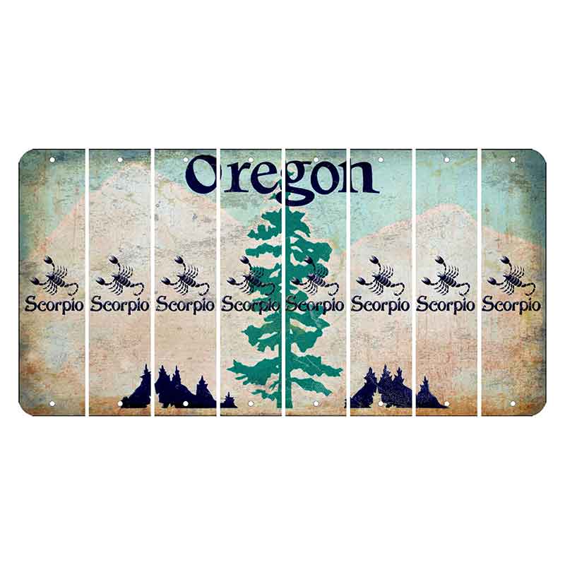 Oregon Douglas Fir Cut License Plate Strips (Set of 8) Zodiac Sign - Scorpio