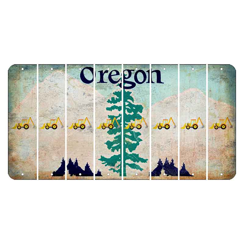 Oregon Douglas Fir Cut License Plate Strips (Set of 8) Backhoe