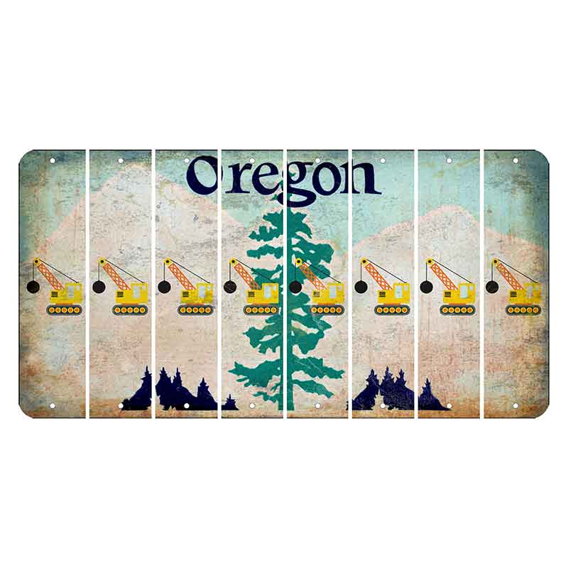 Oregon Douglas Fir Cut License Plate Strips (Set of 8) Wrecking Ball Crane