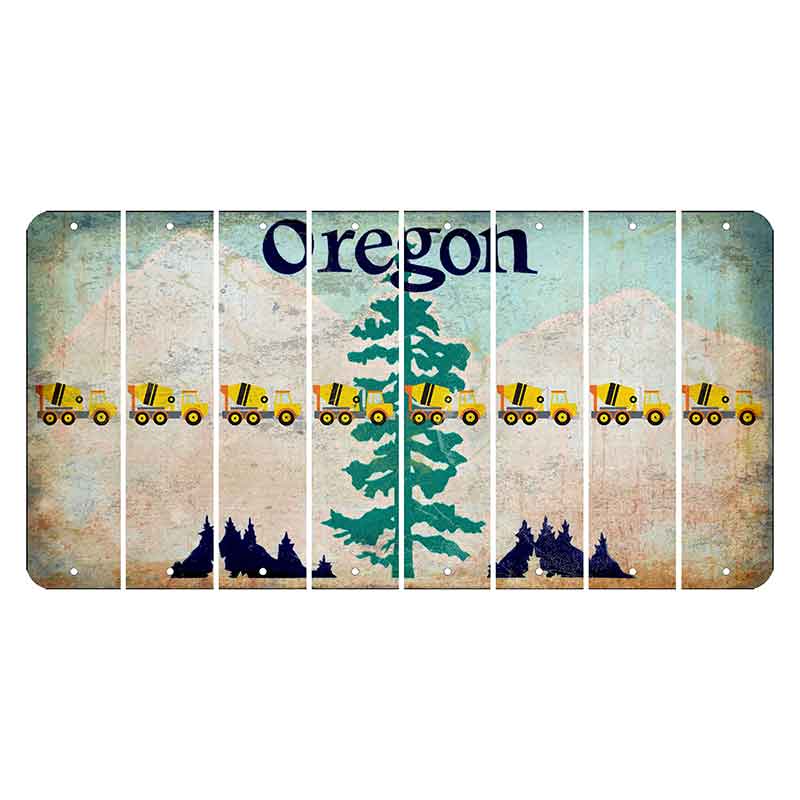 Oregon Douglas Fir Cut License Plate Strips (Set of 8) Cement Truck