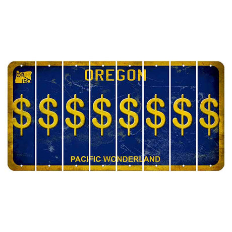 Oregon Pacific Wonderland Cut License Plate Strips (Set of 8) Dollar Sign