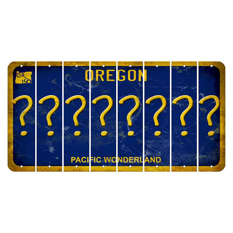 Oregon Pacific Wonderland Cut License Plate Strips (Set of 8) Question Mark