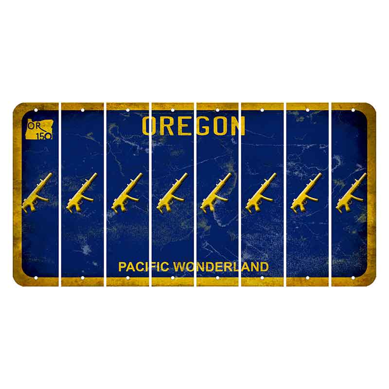 Oregon Pacific Wonderland Cut License Plate Strips (Set of 8) Submachine Gun