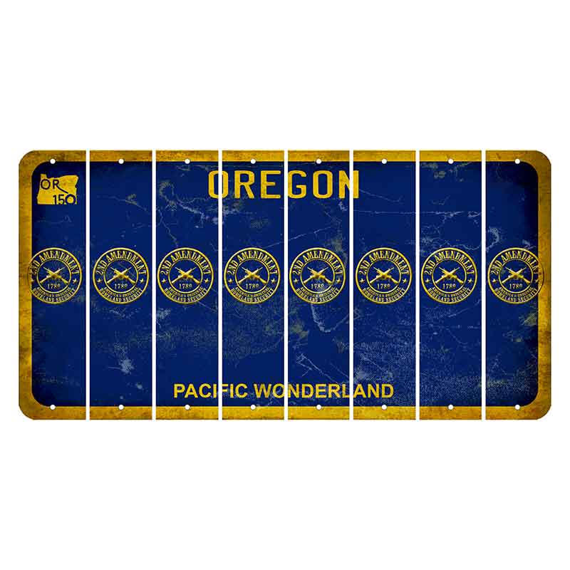 Oregon Pacific Wonderland Cut License Plate Strips (Set of 8) 2nd Amendment