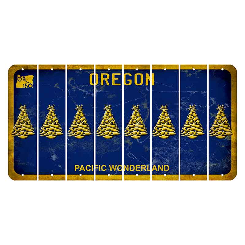 Oregon Pacific Wonderland Cut License Plate Strips (Set of 8) Christmas Tree