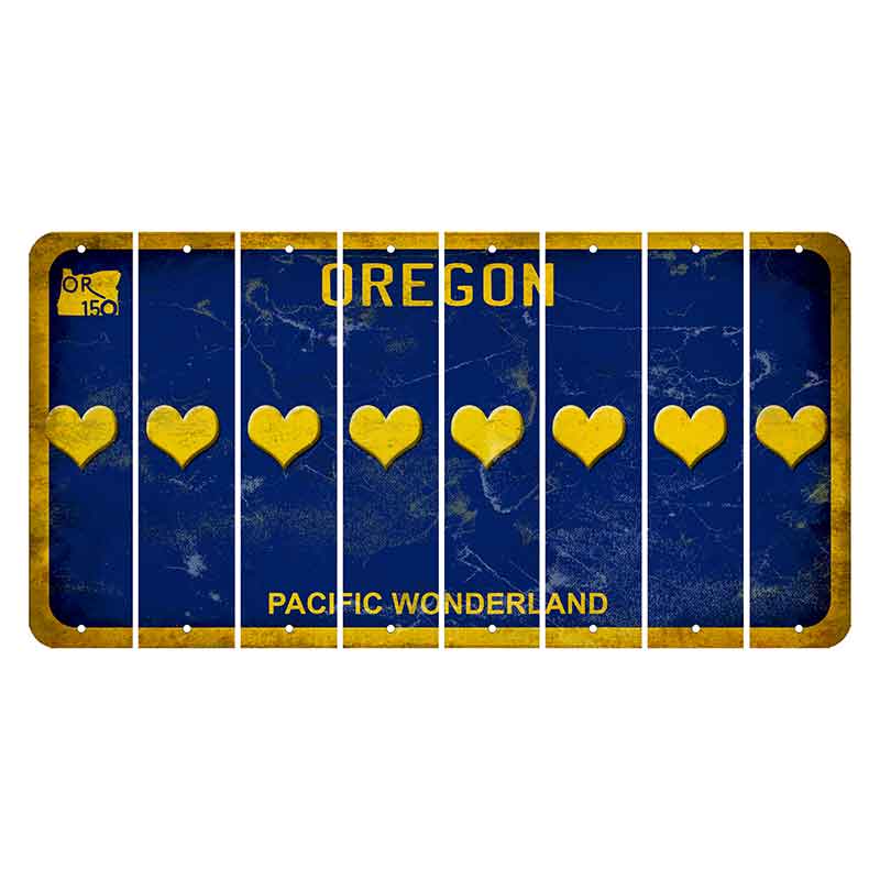 Oregon Pacific Wonderland Cut License Plate Strips (Set of 8) Heart