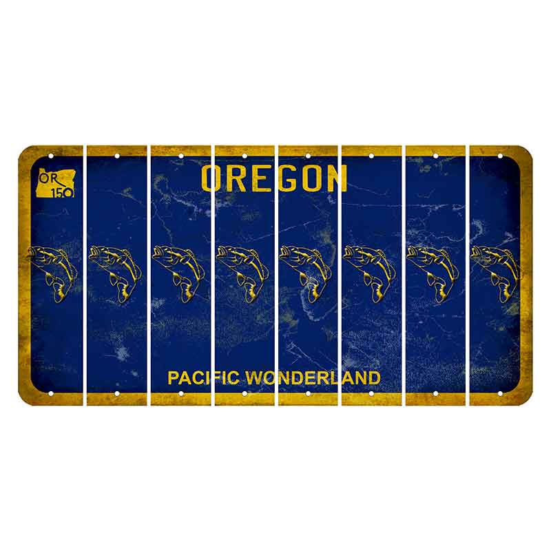 Oregon Pacific Wonderland Cut License Plate Strips (Set of 8) Fish