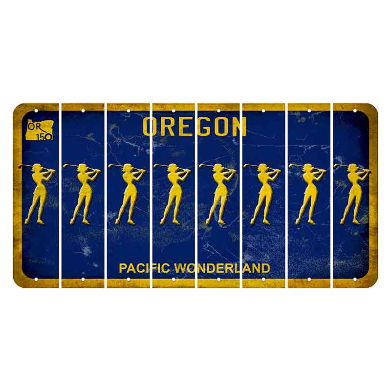 Oregon Pacific Wonderland Cut License Plate Strips (Set of 8) Female Golfer