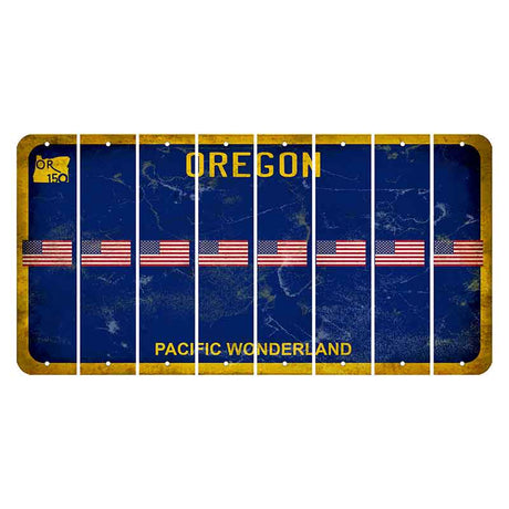 Oregon Pacific Wonderland Cut License Plate Strips (Set of 8) American Flag