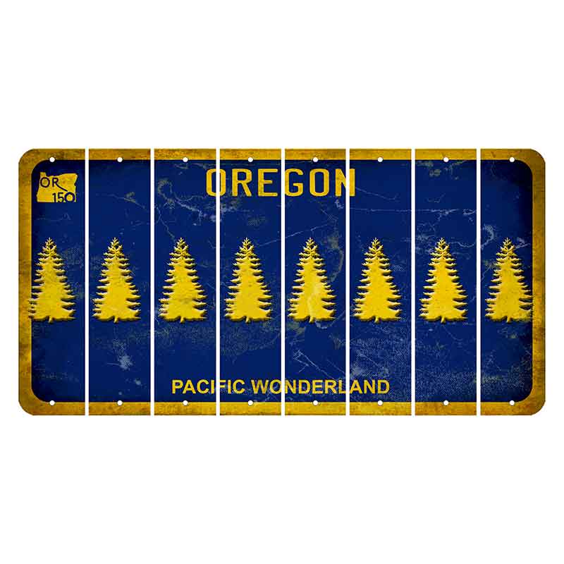 Oregon Pacific Wonderland Cut License Plate Strips (Set of 8) Pine Tree