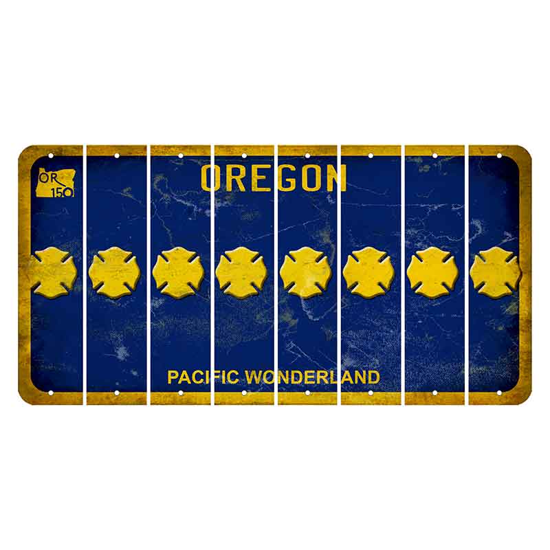 Oregon Pacific Wonderland Cut License Plate Strips (Set of 8) Fire Badge