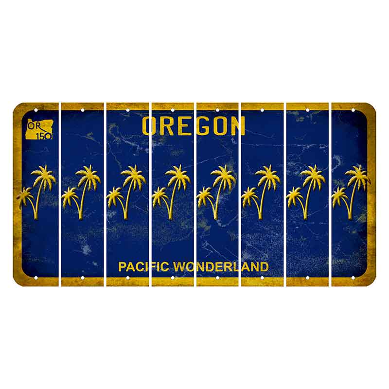 Oregon Pacific Wonderland Cut License Plate Strips (Set of 8) Palm Trees