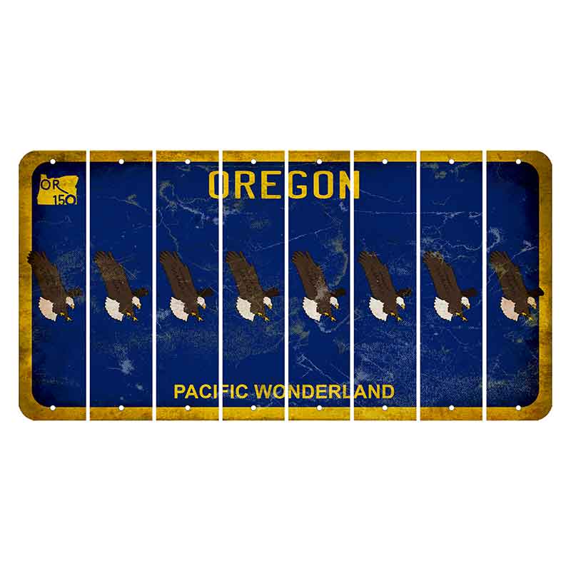 Oregon Pacific Wonderland Cut License Plate Strips (Set of 8) Bald Eagle