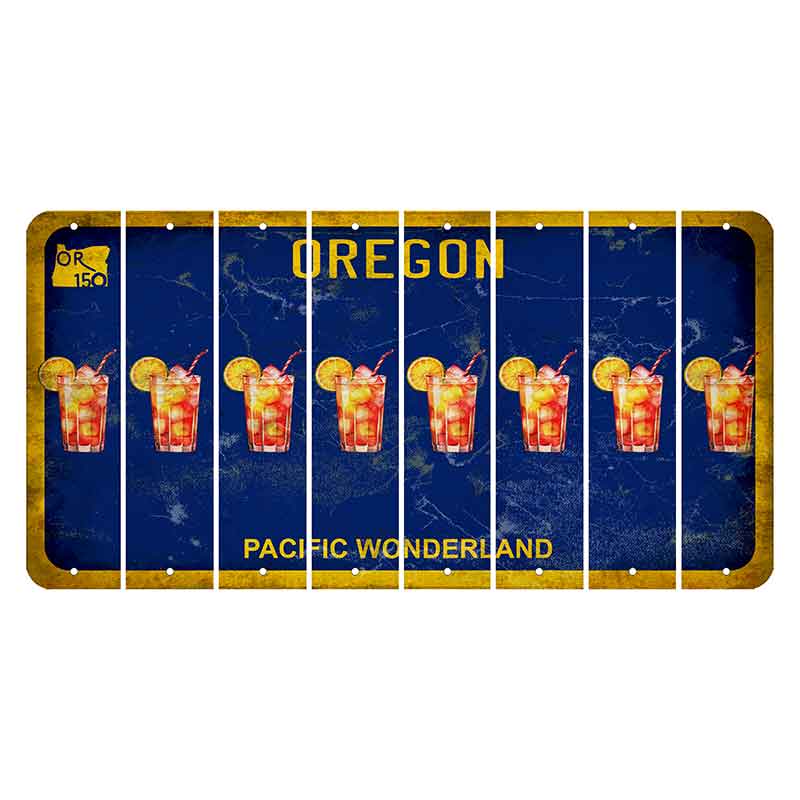 Oregon Pacific Wonderland Cut License Plate Strips (Set of 8) Cocktail