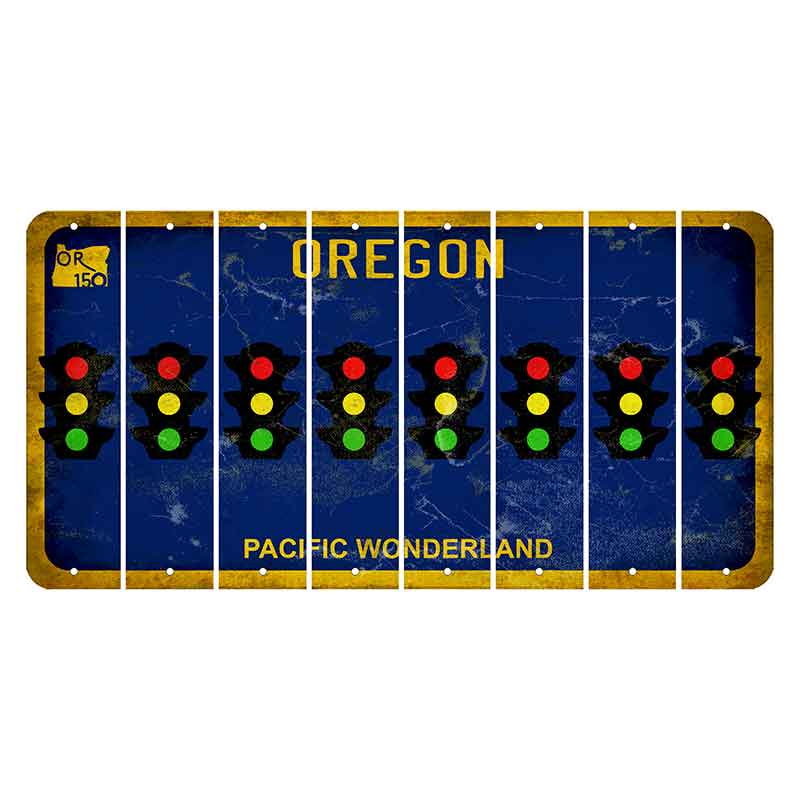 Oregon Pacific Wonderland Cut License Plate Strips (Set of 8) Traffic Light