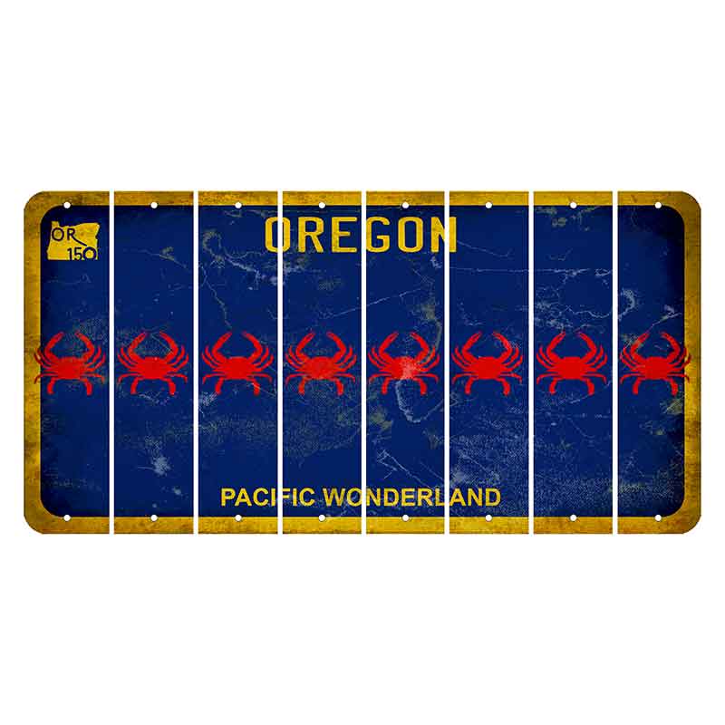 Oregon Pacific Wonderland Cut License Plate Strips (Set of 8) Crab