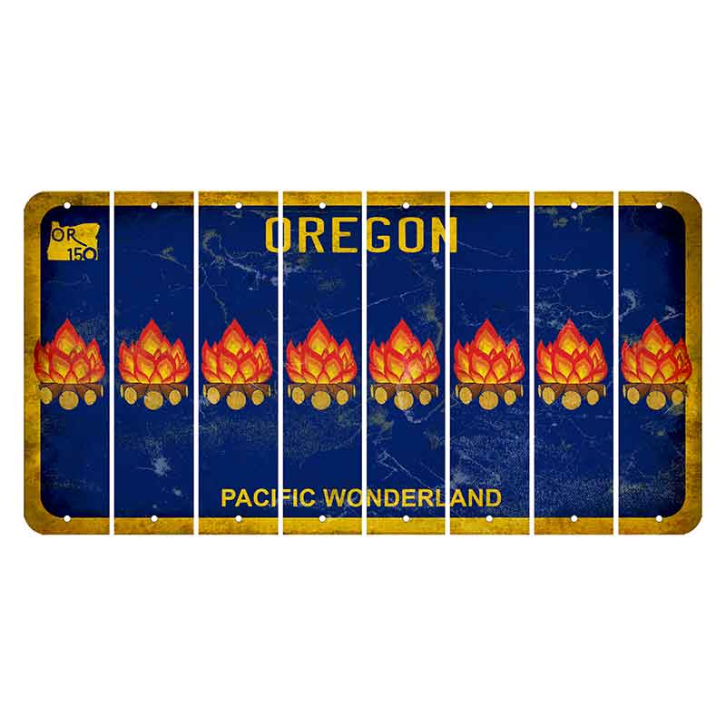 Oregon Pacific Wonderland Cut License Plate Strips (Set of 8) Campfire