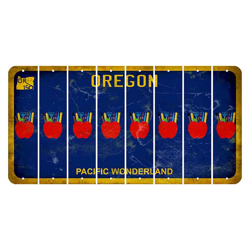 Oregon Pacific Wonderland Cut License Plate Strips (Set of 8) Teacher Apple