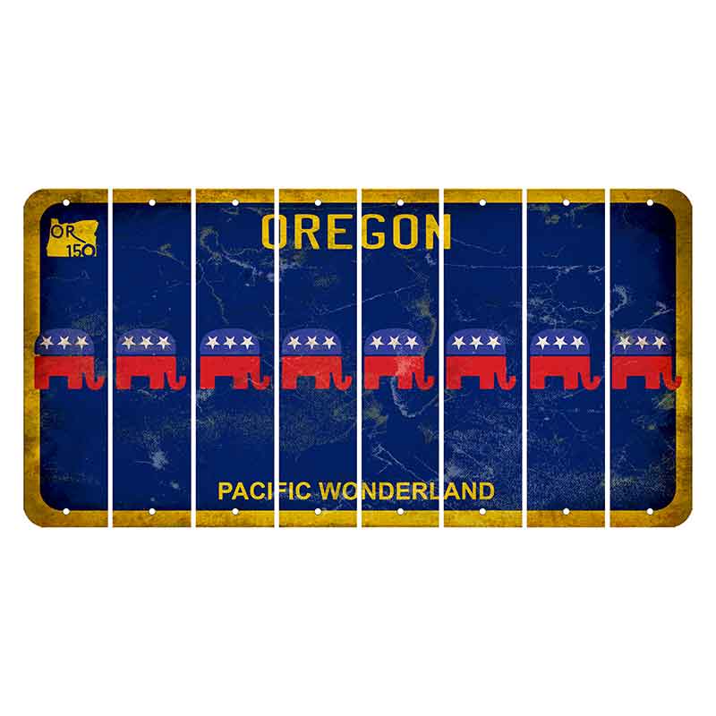 Oregon Pacific Wonderland Cut License Plate Strips (Set of 8) Republican