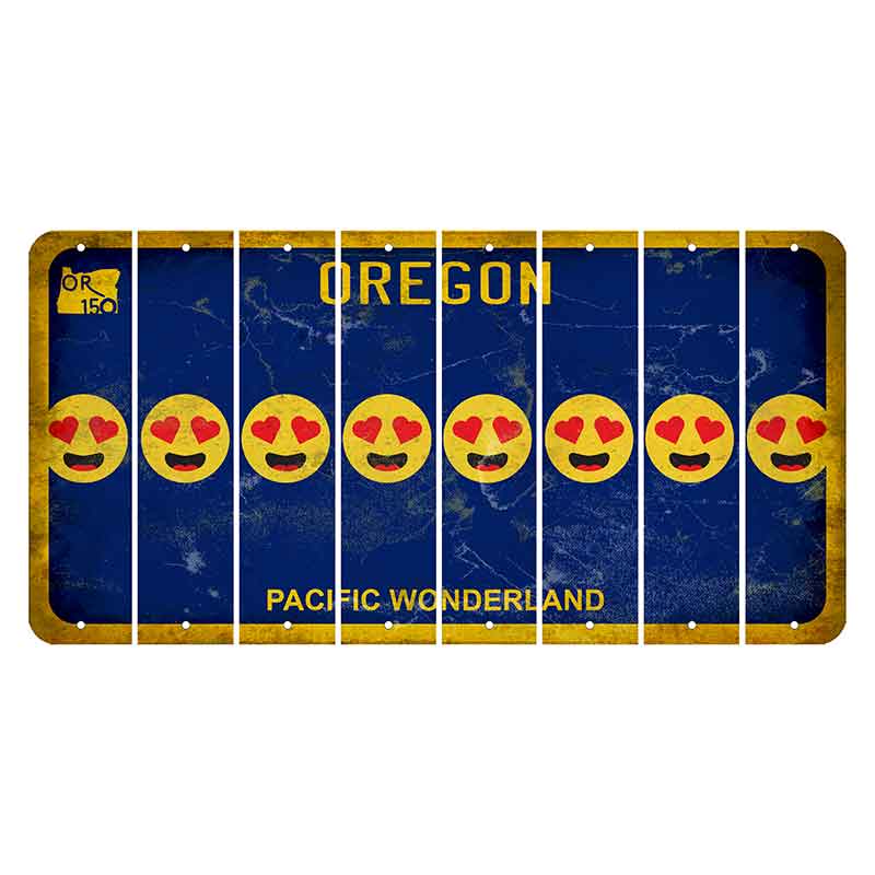 Oregon Pacific Wonderland Cut License Plate Strips (Set of 8) Emoji - Heart Eyes