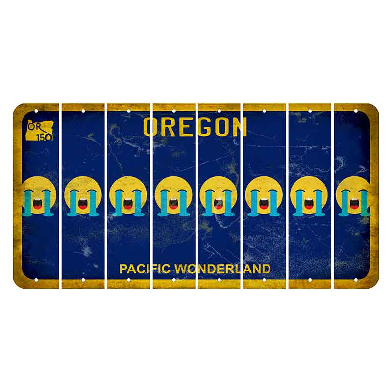 Oregon Pacific Wonderland Cut License Plate Strips (Set of 8) Emoji - Crying